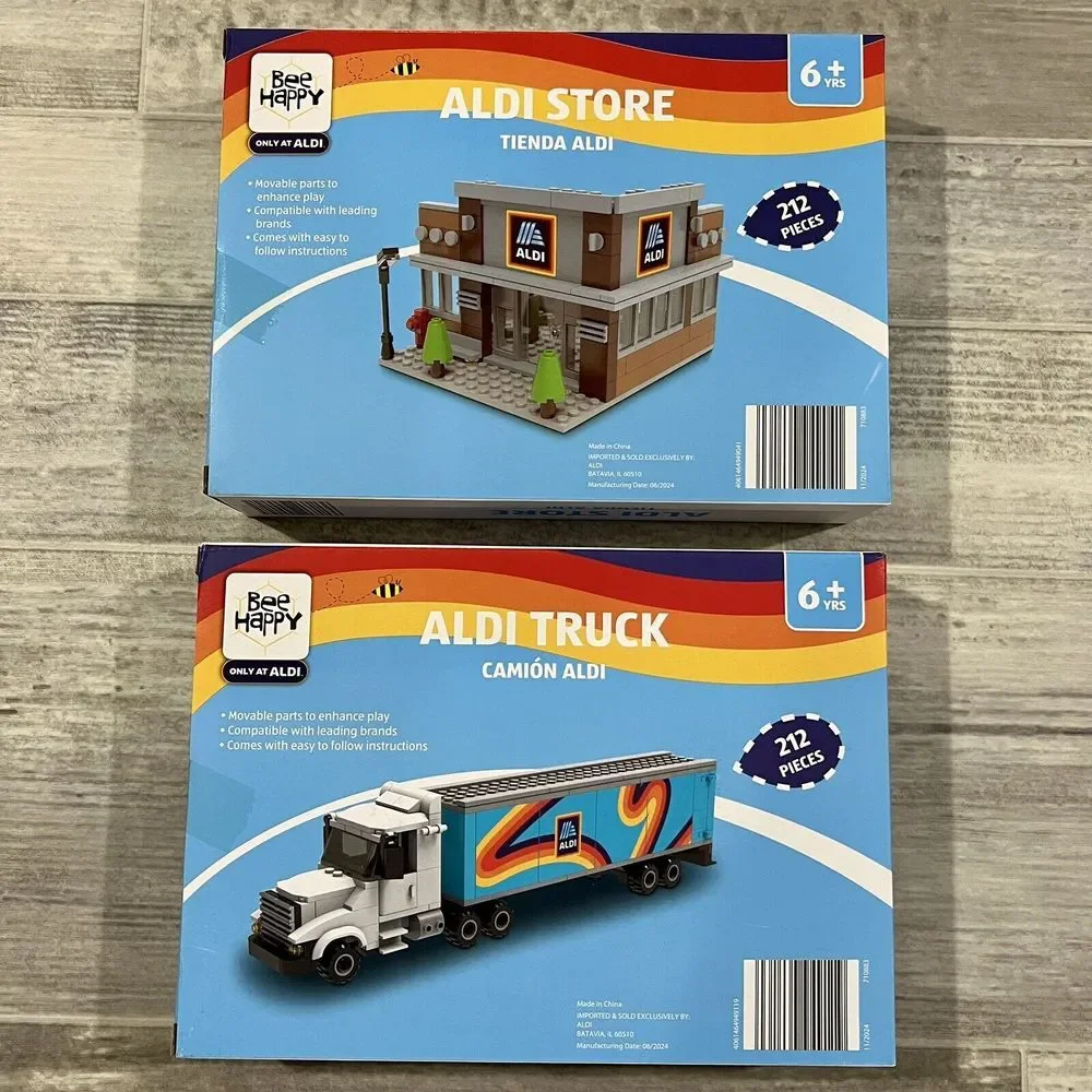 Bee Happy Aldi Truck and Aldi Store Brick Building Sets Lot‎